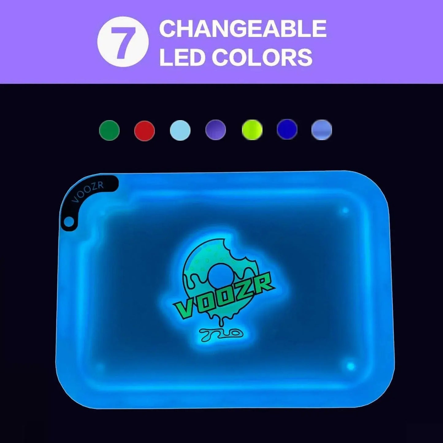 LED Rolling Tray (Light-Up / Glow) – 7 Colors, USB-C Rechargeable | VOOZR - VOOZR