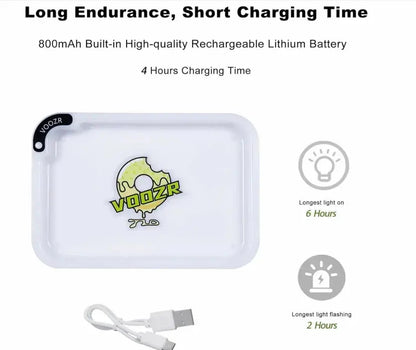 LED Rolling Tray (Light-Up / Glow) – 7 Colors, USB-C Rechargeable | VOOZR - VOOZR